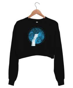 Çağlayan - Doğa Siyah Kadın Crop Sweatshirt