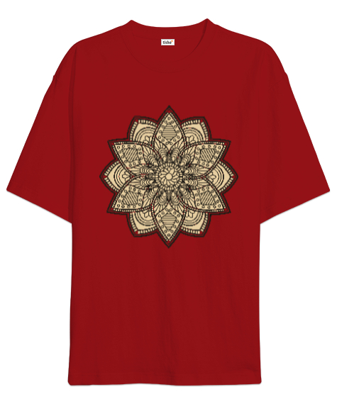 Tisho - Çakra Mandala Kırmızı Oversize Unisex Tişört