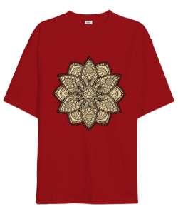 Çakra Mandala Kırmızı Oversize Unisex Tişört