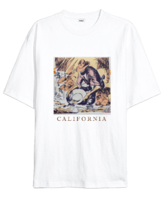 California Baskılı Oversize Unisex Tişört