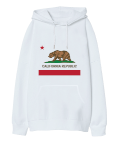 california bear unisex oversize sweatshirt Oversize Unisex Kapüşonlu Sweatshirt