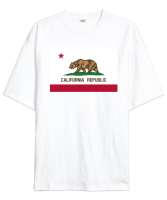 California Beyaz Oversize Unisex Tişört - Thumbnail