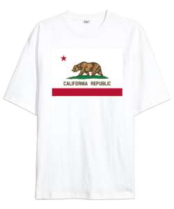 California Beyaz Oversize Unisex Tişört