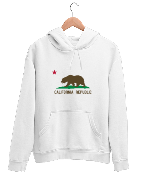 Tisho - California Beyaz Unisex Kapşonlu Sweatshirt