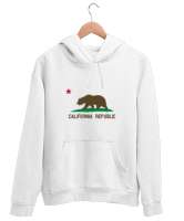 California Beyaz Unisex Kapşonlu Sweatshirt - Thumbnail