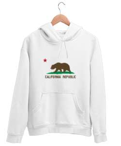 California Beyaz Unisex Kapşonlu Sweatshirt