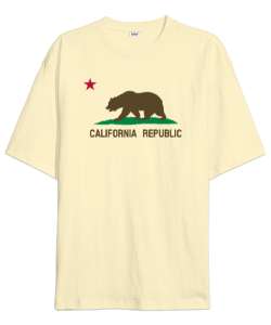 California Krem Oversize Unisex Tişört