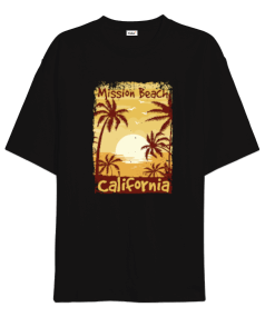 California Mission Beach Siyah Oversize Unisex Tişört