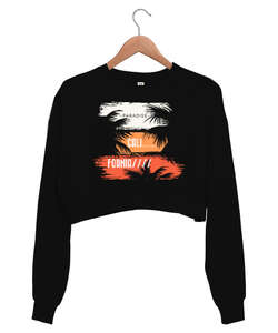 California Siyah Kadın Crop Sweatshirt