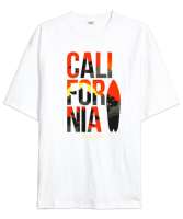 California Surfing Beyaz Oversize Unisex Tişört - Thumbnail