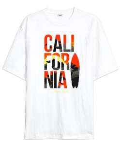 California Surfing Beyaz Oversize Unisex Tişört