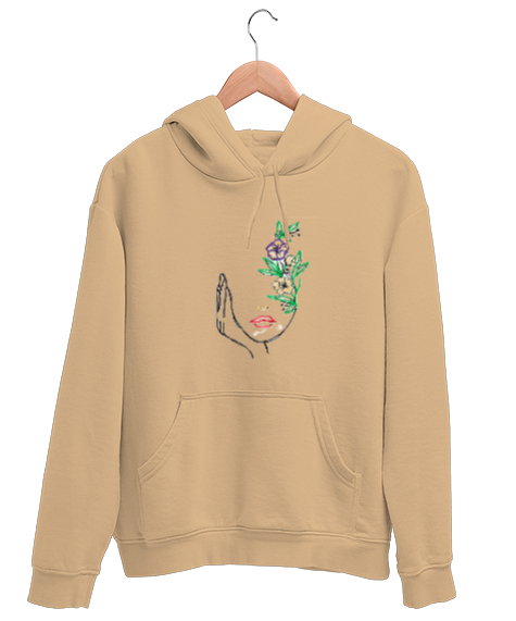 Tisho - camel çiçek yüz Camel Unisex Kapşonlu Sweatshirt