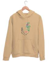 camel çiçek yüz Camel Unisex Kapşonlu Sweatshirt - Thumbnail