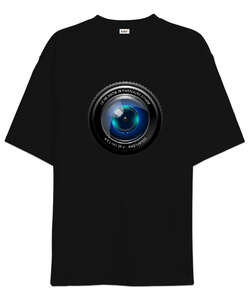 Camera Lens Siyah Oversize Unisex Tişört