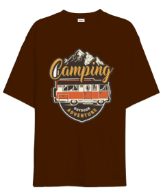 Camping kahve Oversize Unisex Tişört