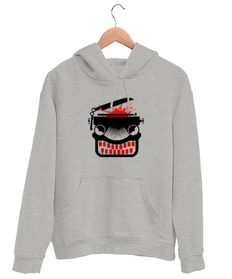 Tisho - Canavar Daktilo - Monster Gri Unisex Kapşonlu Sweatshirt