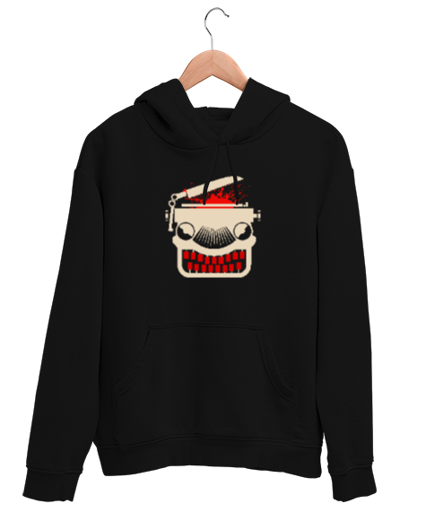 Tisho - Canavar Daktilo - Monster Siyah Unisex Kapşonlu Sweatshirt