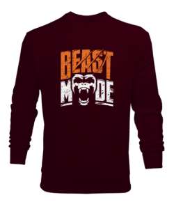 Canavar Modu - Beast - Monster Bordo Erkek Sweatshirt