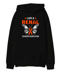 Cancer Survivor Siyah Oversize Unisex Kapüşonlu Sweatshirt