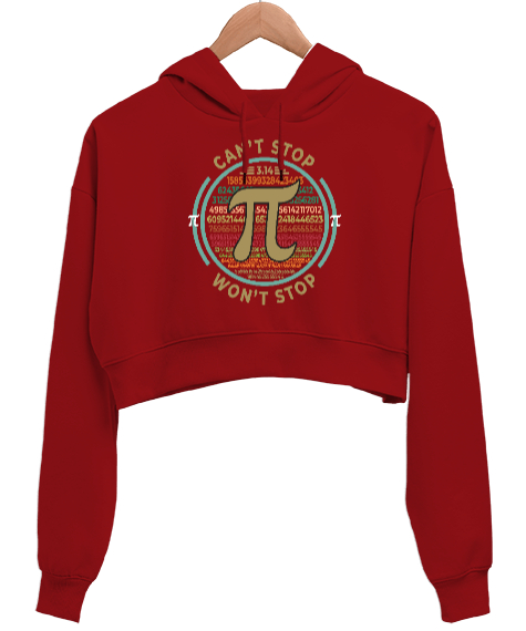 Cant Stop Wont Stop Pi Günü Kırmızı Kadın Crop Hoodie Kapüşonlu Sweatshirt