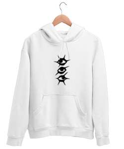 CAPSULE COLLECTION for eyes Beyaz Unisex Kapşonlu Sweatshirt