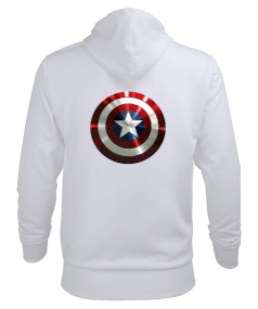 Captain America Baskılı Erkek Kapüşonlu Hoodie Sweatshirt