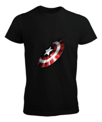 Captain America Shield Struck Kalkan Darbesi Avengers Classic Siyah Erkek Tişört