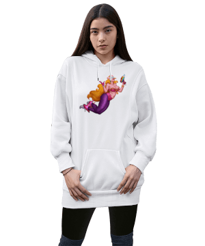 Caramel Starlight Kadın Uzun Hoodie Kapüşonlu Sweatshirt