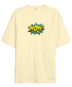 CARTOON WOW Krem Oversize Unisex Tişört