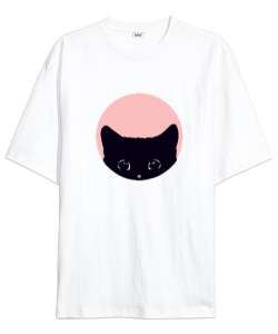 Cat Beyaz Oversize Unisex Tişört