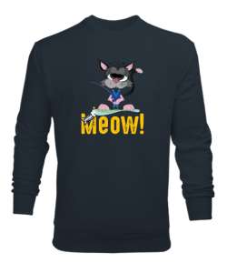 Cat Meow - Miyav Kedi Füme Erkek Sweatshirt