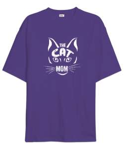 Cat Mom - Kedi Anne Mor Oversize Unisex Tişört