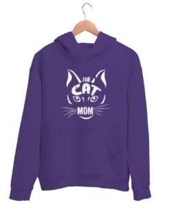 Cat Mom - Kedi Anne Mor Unisex Kapşonlu Sweatshirt