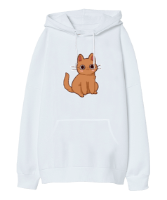 Cat Oversize Unisex Kapüşonlu Sweatshirt