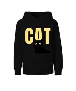 Cat Siyah Çocuk Unisex Hoodie Kapüşonlu