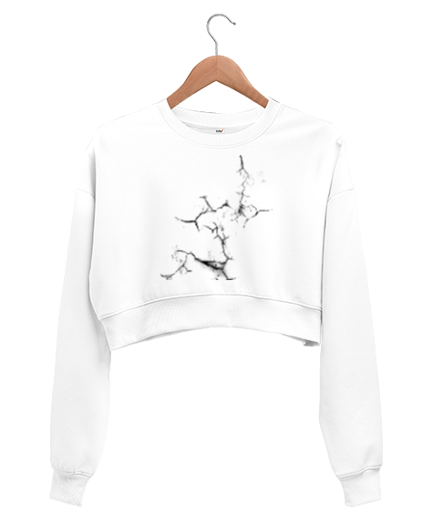 Çatlak izi Beyaz Kadın Crop Sweatshirt