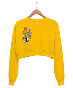 Çatlak sarı Kadın Crop Sweatshirt