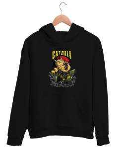 Catzilla - Kedi - V1 Siyah Unisex Kapşonlu Sweatshirt