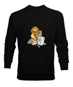 Cave man Siyah Erkek Sweatshirt