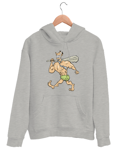 Tisho - Caveman - Cool Mağara Adamı Gri Unisex Kapşonlu Sweatshirt