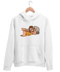 Caveman - Cool Mağara Adamı V2 Beyaz Unisex Kapşonlu Sweatshirt