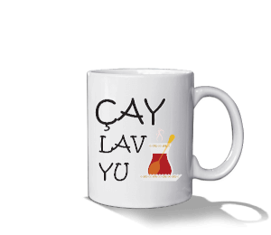 Çay Lav Yu Beyaz Kupa Bardak