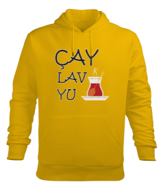 ÇAY LAV YU Erkek Kapüşonlu Hoodie Sweatshirt