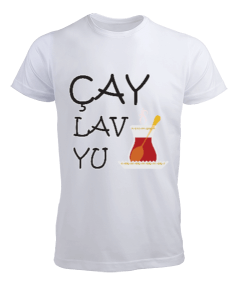 Çay Lav Yu Yazılı Erkek T-shirt Erkek Tişört