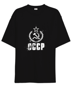 CCCP Retro Baskılı Siyah Oversize Unisex Tişört