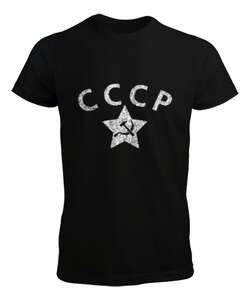 CCCP Vintage Russia Soviet Police Siyah Erkek Tişört