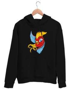 Çekici Renkli Kuş - Bird Siyah Unisex Kapşonlu Sweatshirt