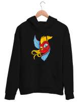 Çekici Renkli Kuş - Bird Siyah Unisex Kapşonlu Sweatshirt - Thumbnail