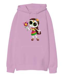 Celebrate Mexicos Day of the Dead Pembe Oversize Unisex Kapüşonlu Sweatshirt