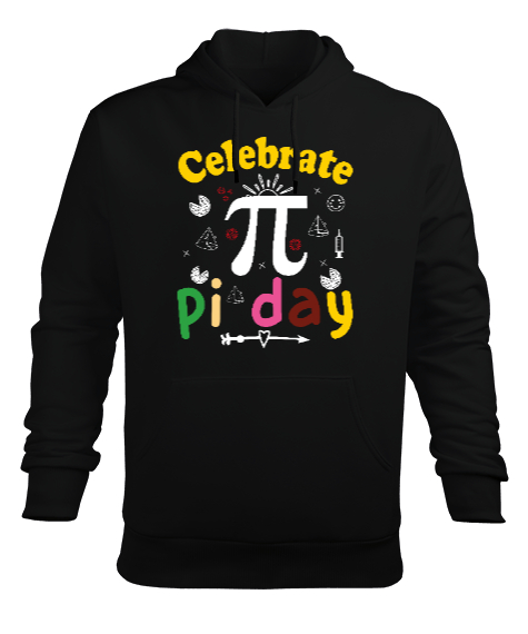 Celebrate Pi Day Siyah Erkek Kapüşonlu Hoodie Sweatshirt